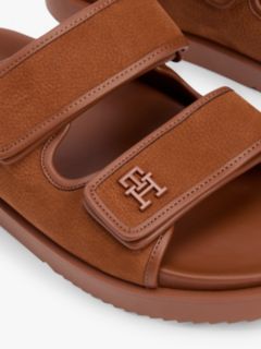Leather Double Strap Serrated Sandals — Brown 6