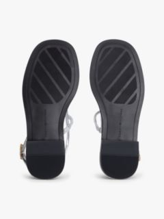 Metallic Leather Toe Post Flat Sandals — Grey 5