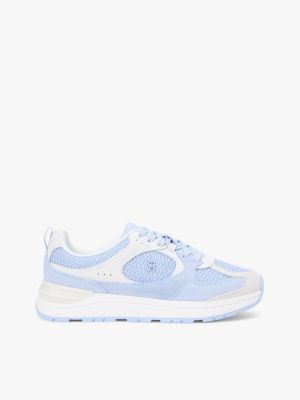 baskets multitextures à monogramme th blue pour femmes tommy hilfiger