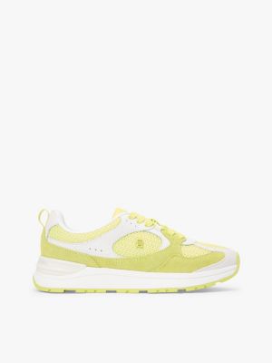 yellow strukturierter sneaker mit th-monogramm für damen - tommy hilfiger