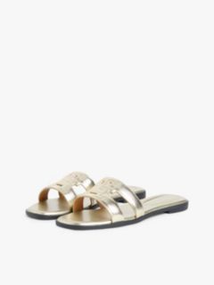 Metallic Leather Slip-On Mules — Gold 2