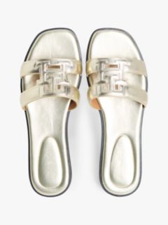 Metallic Leather Slip-On Mules — Gold 3