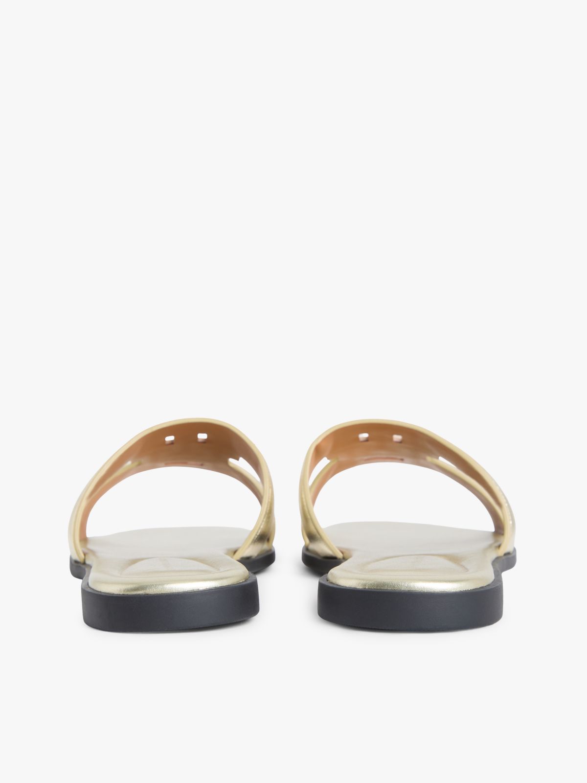 Metallic Leather Slip-On Mules — Gold