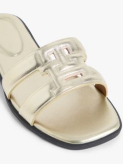 Metallic Leather Slip-On Mules — Gold 6