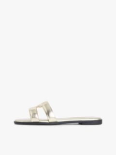 Metallic Leather Slip-On Mules — Gold 7