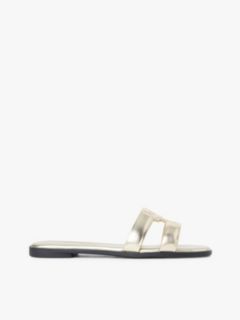 Metallic Leather Slip-On Mules — Gold 1