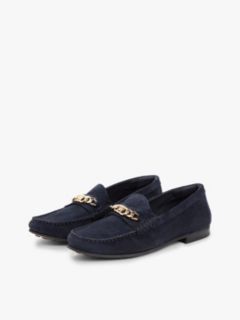 Suede Chain Penny Loafers — Blue 2