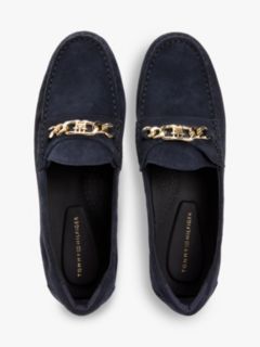 Suede Chain Penny Loafers — Blue 3