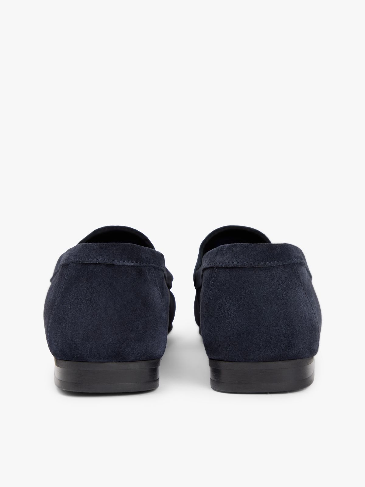 Suede Chain Penny Loafers — Blue