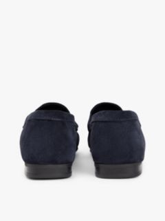 Suede Chain Penny Loafers — Blue 4