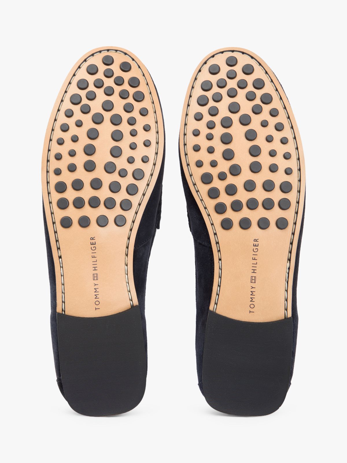 Suede Chain Penny Loafers — Blue