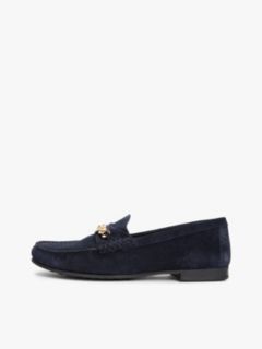 Suede Chain Penny Loafers — Blue 7