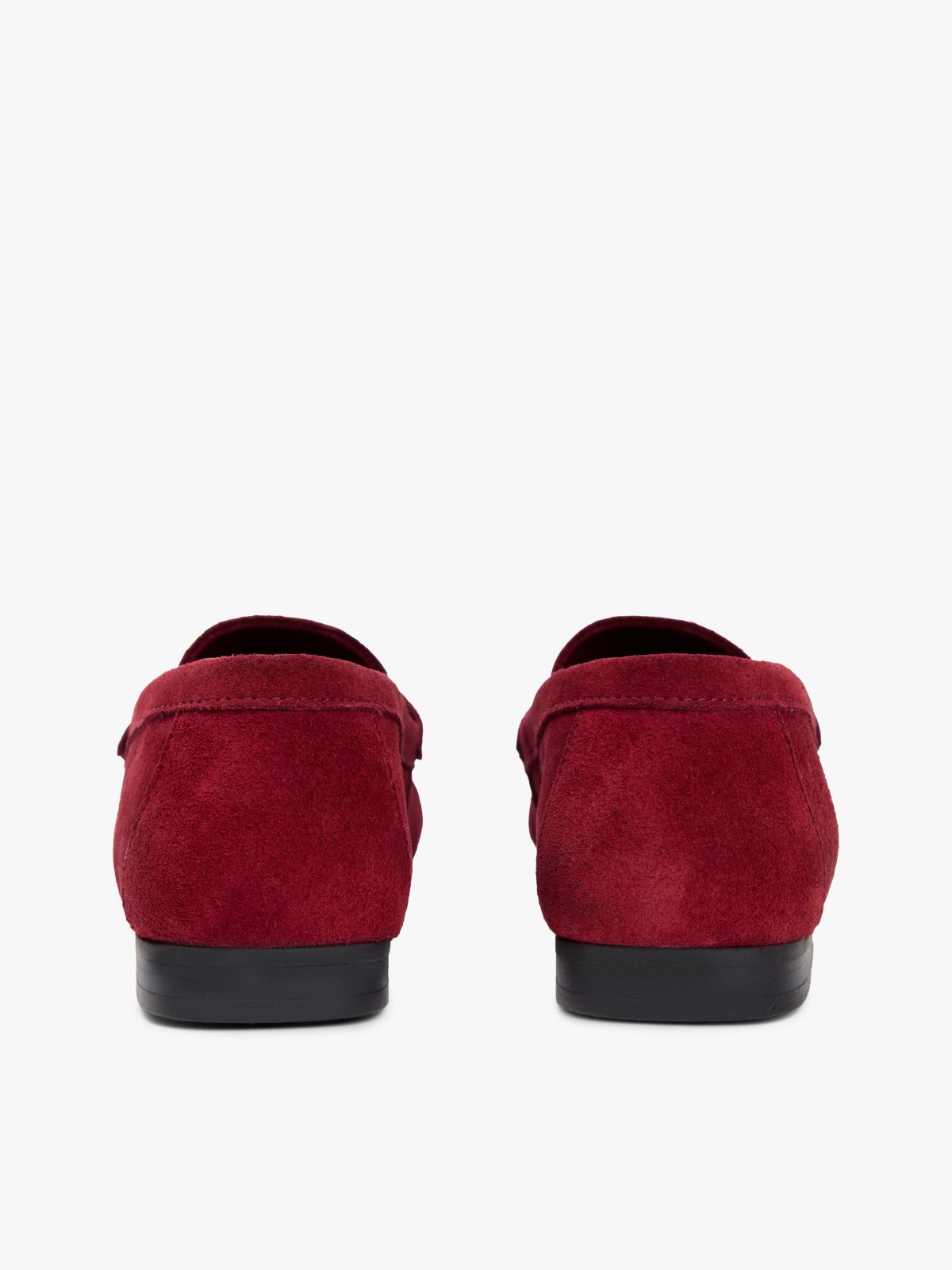 Suede Chain Penny Loafers — Brown