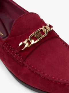 Suede Chain Penny Loafers — Brown 6