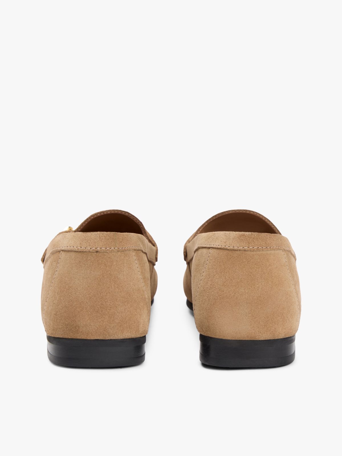 Suede Chain Penny Loafers — Khaki