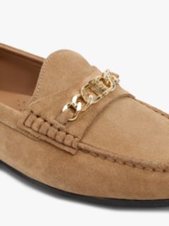 Suede Chain Penny Loafers — Khaki 6