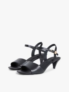 Leather Open Toe Heeled Sandals — Black 2