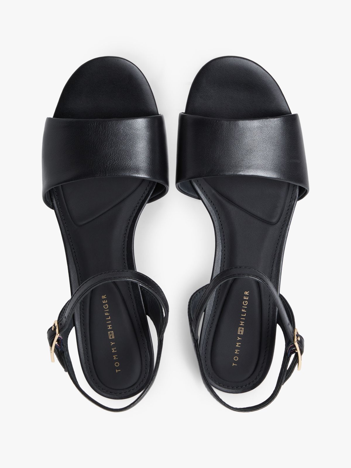 Leather Open Toe Heeled Sandals — Black