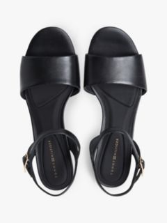 Leather Open Toe Heeled Sandals — Black 3