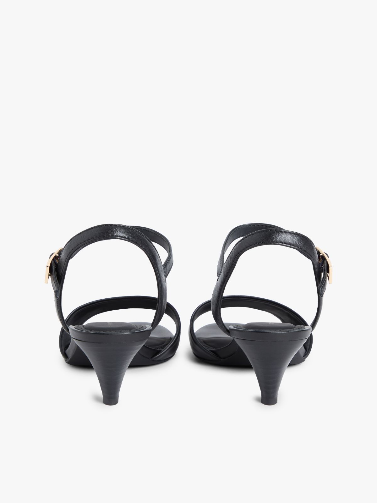 Leather Open Toe Heeled Sandals — Black