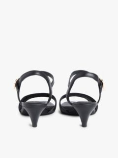 Leather Open Toe Heeled Sandals — Black 4