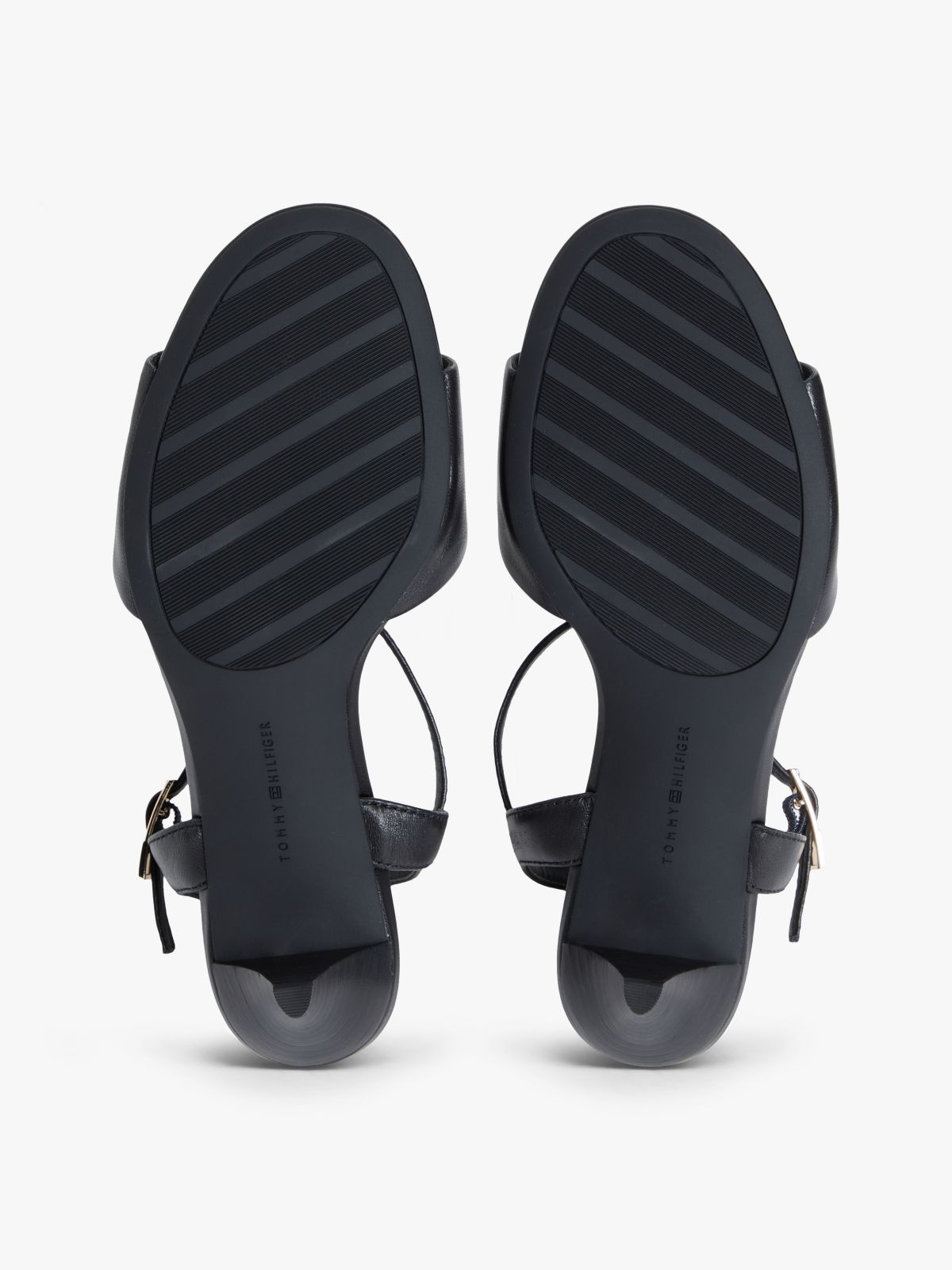 Leather Open Toe Heeled Sandals — Black