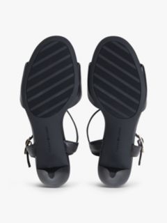 Leather Open Toe Heeled Sandals — Black 5