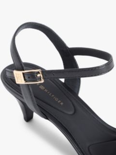 Leather Open Toe Heeled Sandals — Black 6