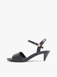 Leather Open Toe Heeled Sandals — Black 7