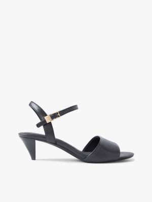 black leather open toe heeled sandals for women tommy hilfiger