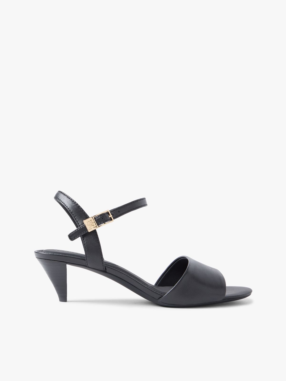 Leather Open Toe Heeled Sandals — Black