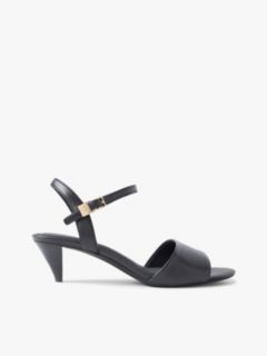 Leather Open Toe Heeled Sandals — Black 1