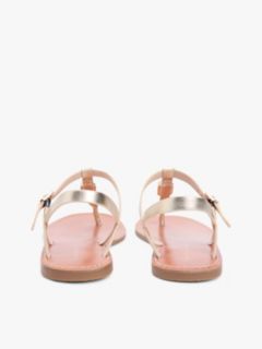 Metallic Leather Toe Post Flat Sandals — Gold 4