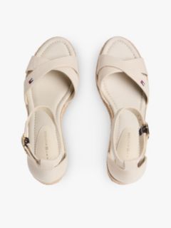 Hemp Crossover Strap Wedge Espadrilles — Beige 3