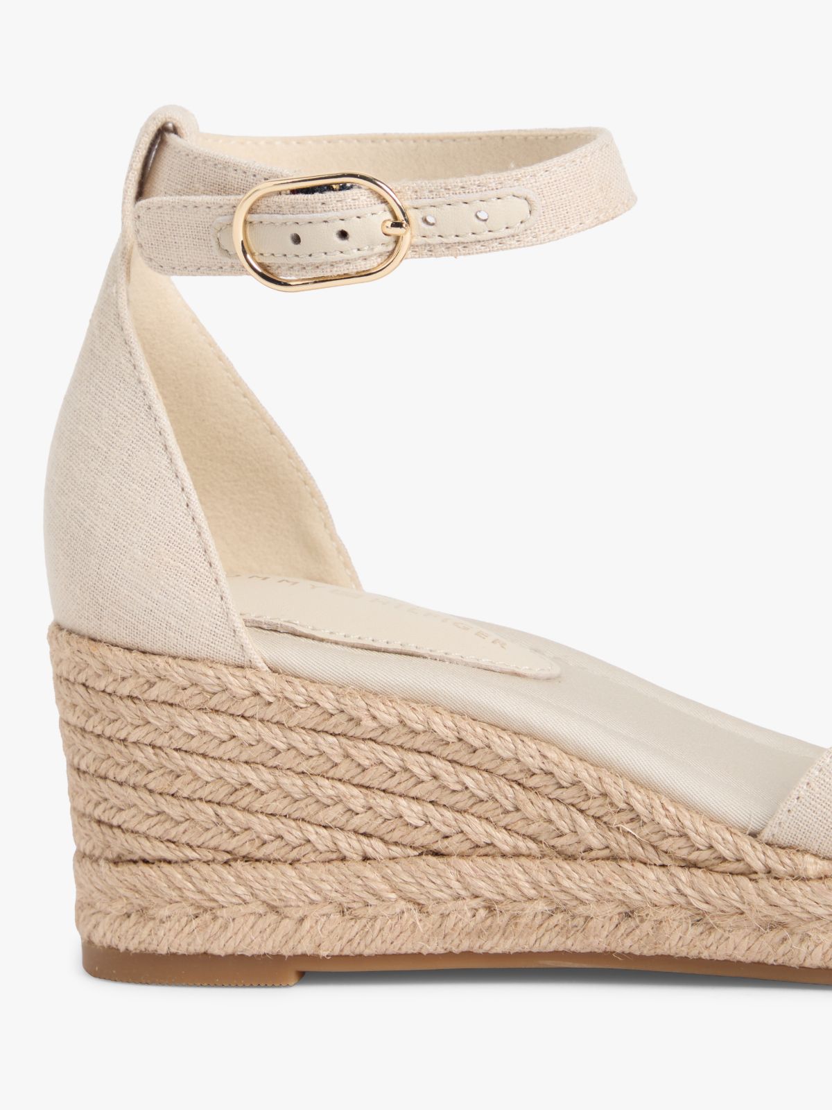 Hemp Crossover Strap Wedge Espadrilles — Beige