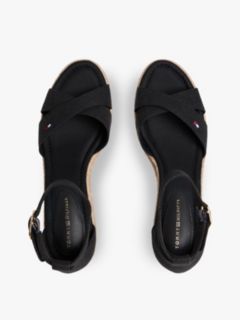 Hemp Crossover Strap Wedge Espadrilles — Black 3