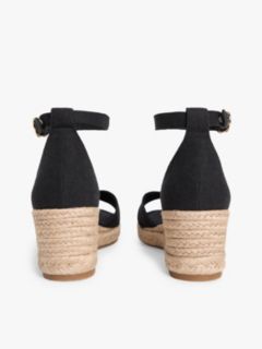Hemp Crossover Strap Wedge Espadrilles — Black 4