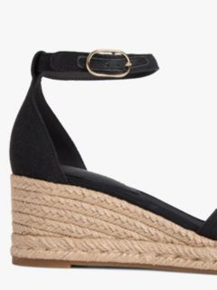 Hemp Crossover Strap Wedge Espadrilles — Black 6