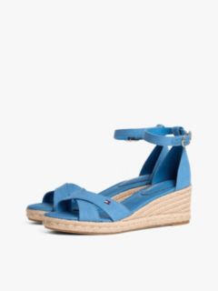 Hemp Crossover Strap Wedge Espadrilles — Blue 2