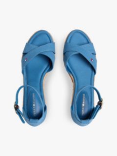 Hemp Crossover Strap Wedge Espadrilles — Blue 3