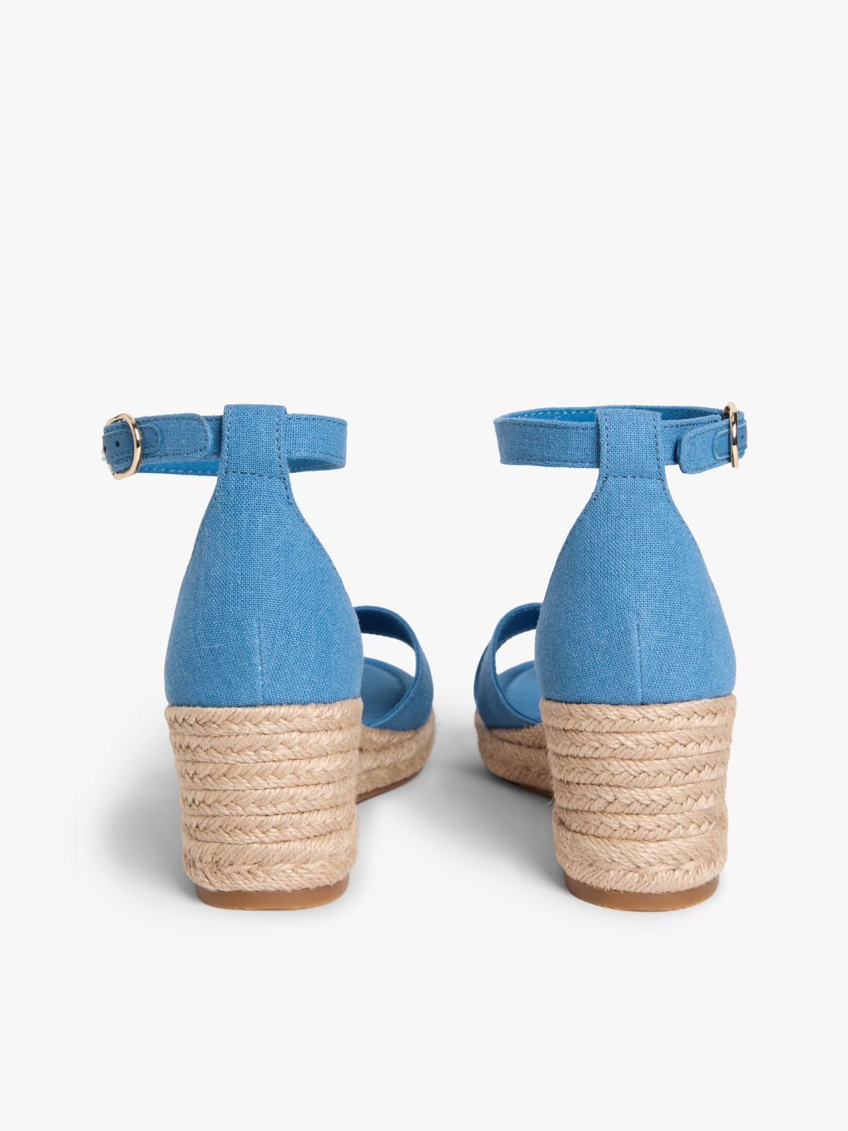 Hemp Crossover Strap Wedge Espadrilles — Blue