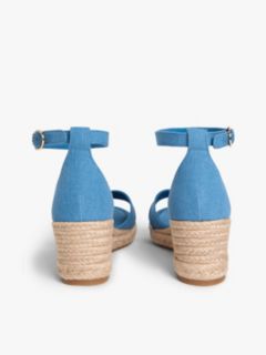 Hemp Crossover Strap Wedge Espadrilles — Blue 4