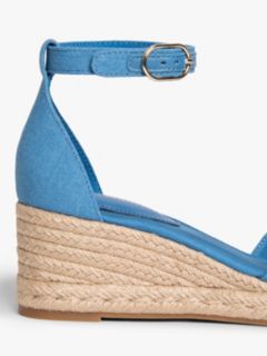Hemp Crossover Strap Wedge Espadrilles — Blue 6