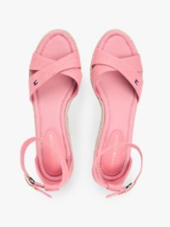 Hemp Crossover Strap Wedge Espadrilles — Pink 3