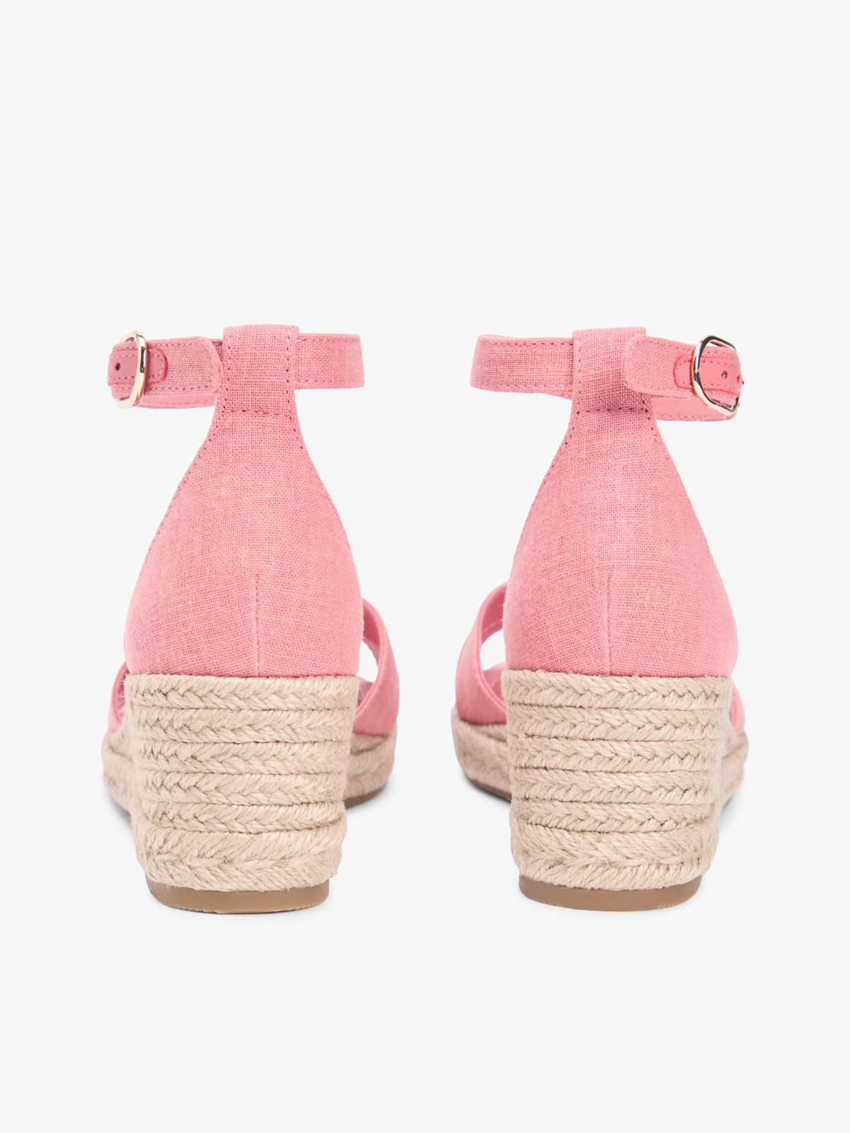 Hemp Crossover Strap Wedge Espadrilles — Pink