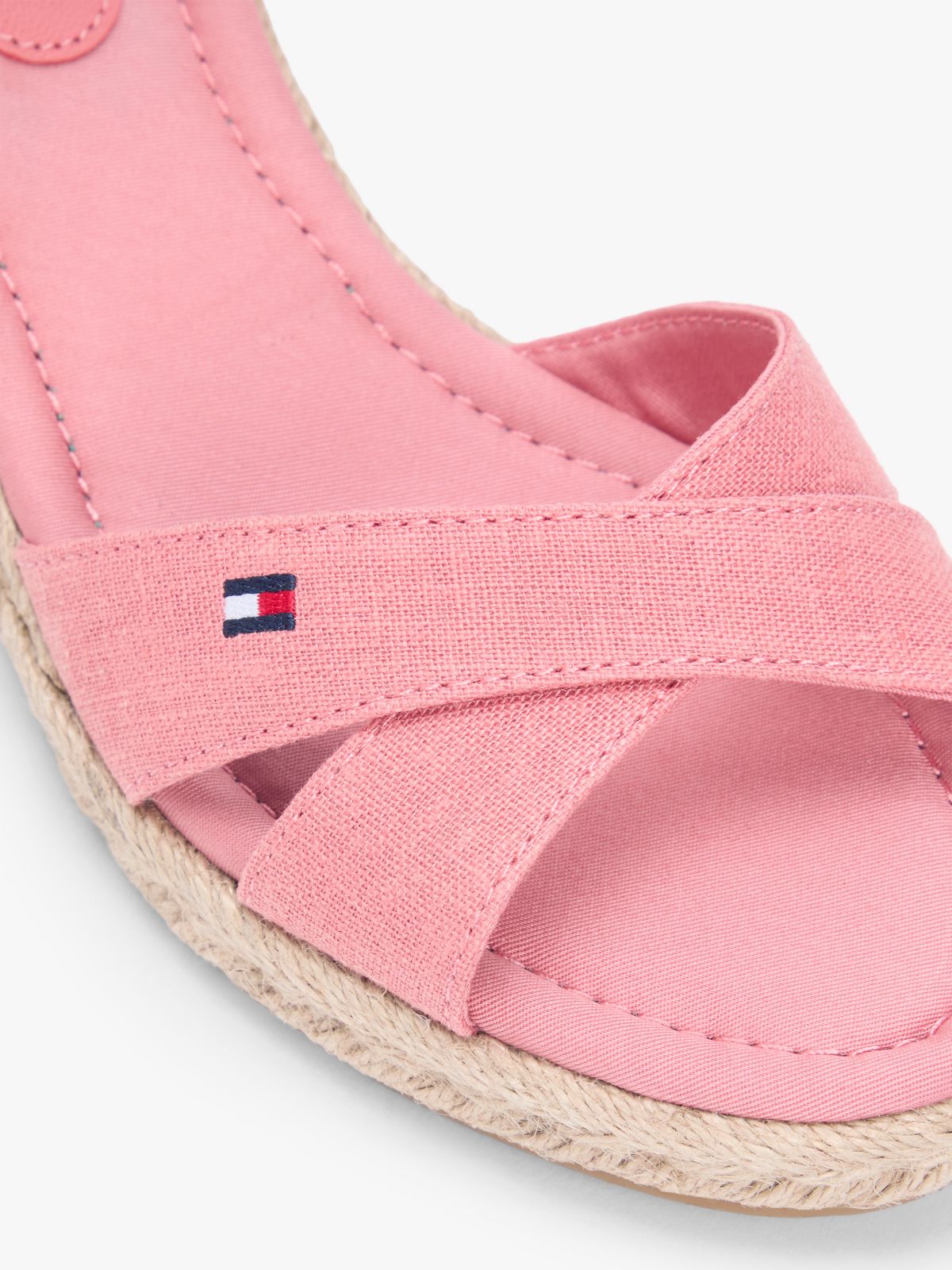 Hemp Crossover Strap Wedge Espadrilles — Pink