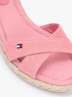 Hemp Crossover Strap Wedge Espadrilles — Pink 6
