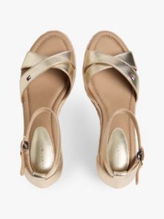 Metallic Leather Crossover Strap Wedge Espadrilles — Gold 3