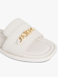 TH Monogram Horsebit Flat Leather Mules — Beige 6