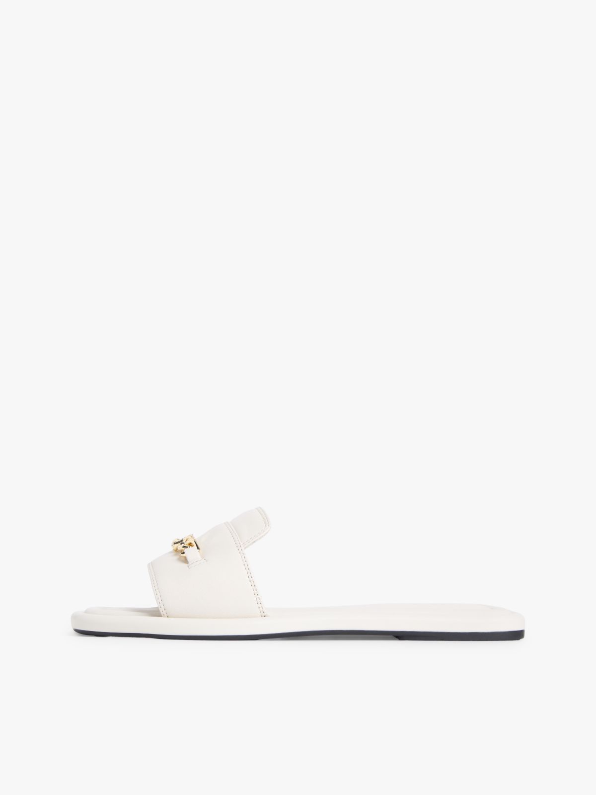 TH Monogram Horsebit Flat Leather Mules — Beige